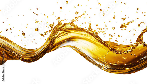 Golden Oil Splash in Wave-like Pattern, showcasing the beauty of liquid movement and transparency in an artistic display.