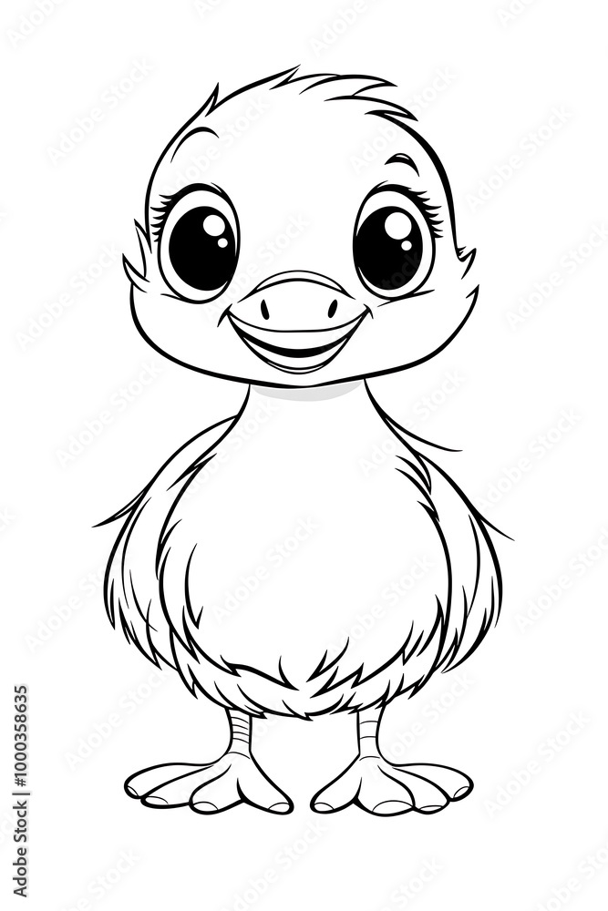 Cute Cartoon Duckling Baby Animal Coloring Page Illustration Cute Cartoon Duckling Baby Animal Coloring Page Illustration