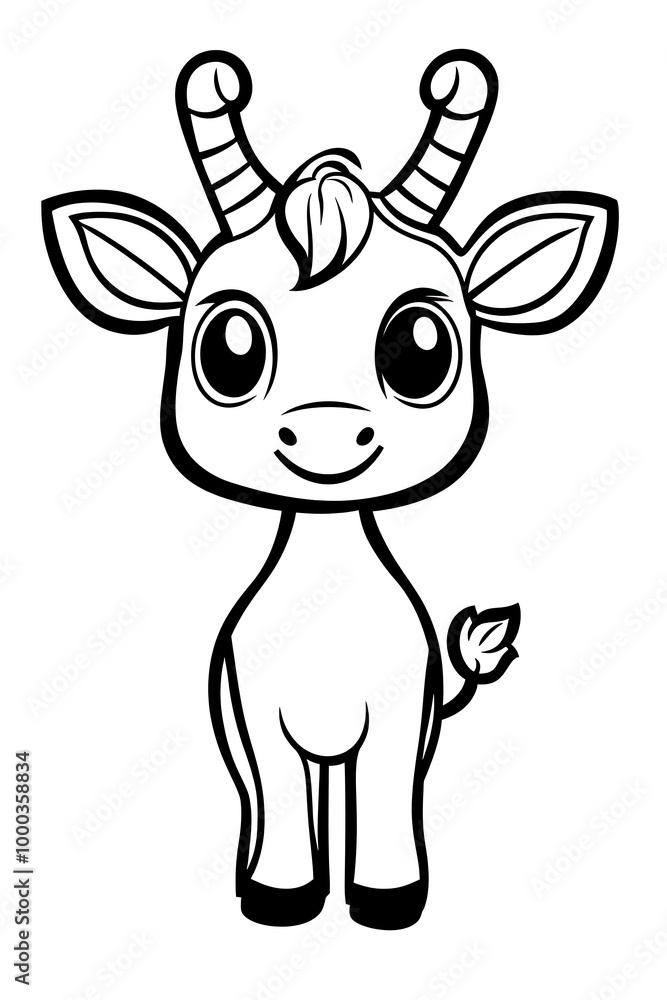 Cute Cartoon Baby Giraffe Illustration Coloring Page Cute Cartoon Baby Giraffe Illustration Coloring Page