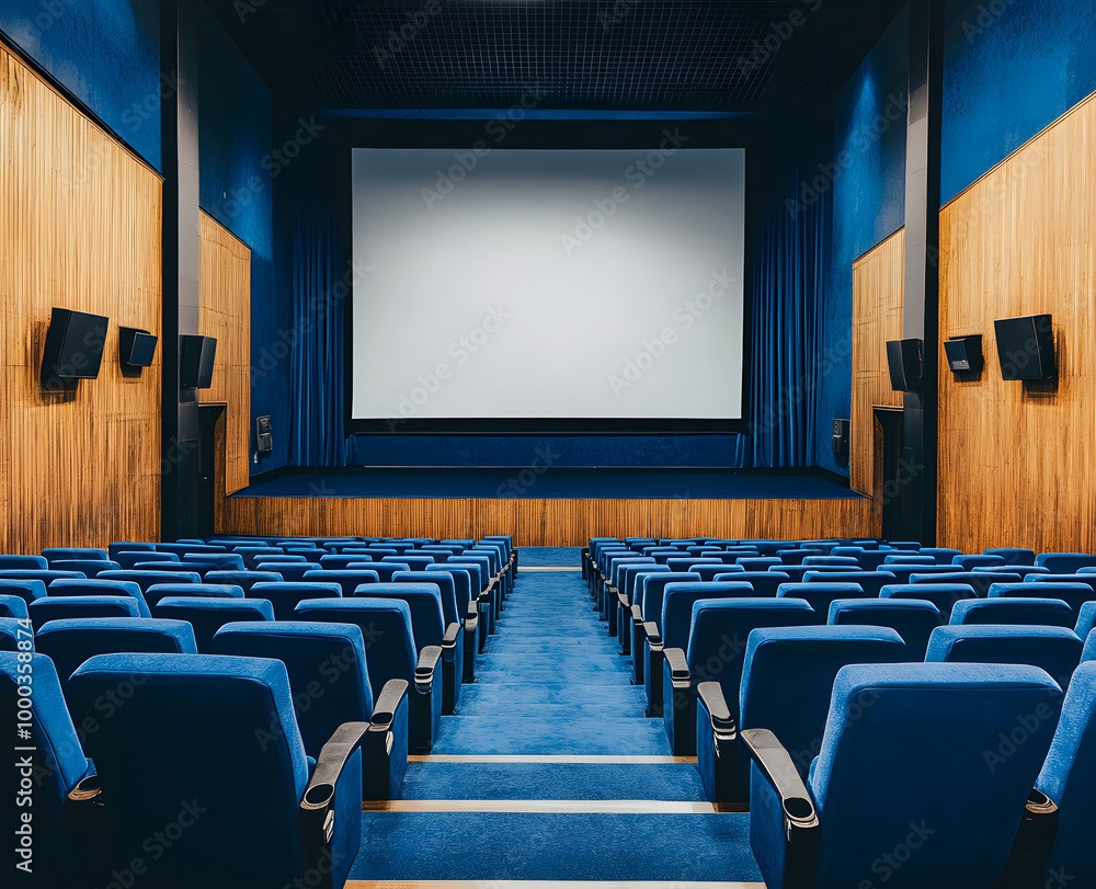 Fototapeta premium Empty Movie Theater with Blank Screen
