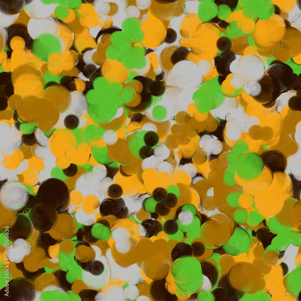 Bee yellow, kelly green, yellowish brown, coffee bean and pale grey circles. Seamless hand drawn pattern. Bee yellow, kelly green, yellowish brown, coffee bean and pale grey circles. Seamless hand drawn pattern.