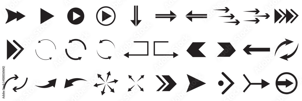 Set arrow icons. Collection different arrows sign. Set different cursor arrow direction symbols in flat style. Black arrows icons – stock vector Set arrow icons. Collection different arrows sign. Set different cursor arrow direction symbols in flat style. Black arrows icons – stock vector