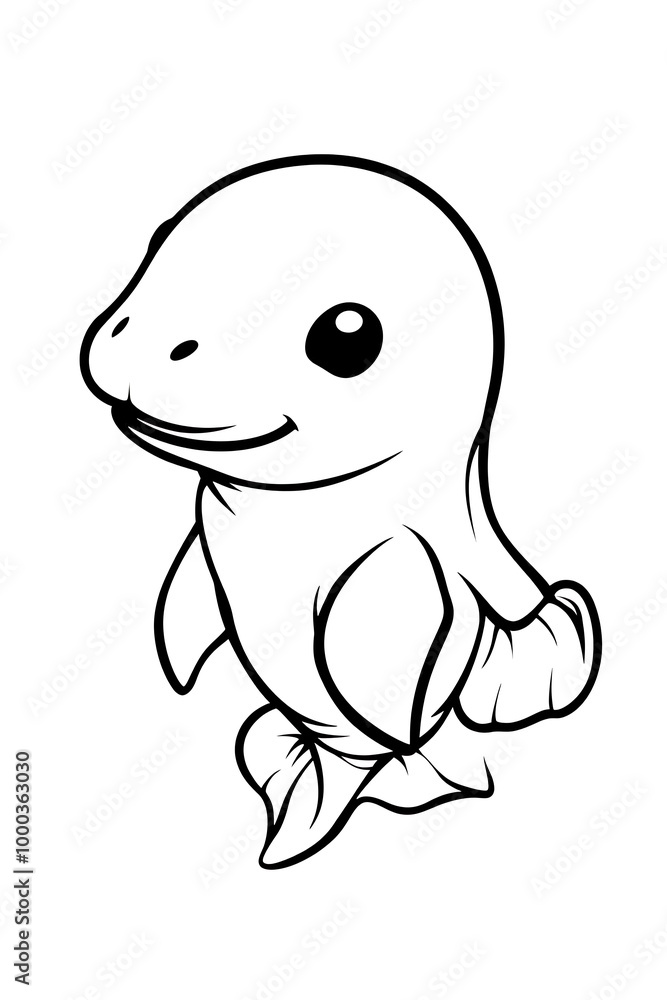 Cute Cartoon Dolphin Illustration Black and White Cute Cartoon Dolphin Illustration Black and White
