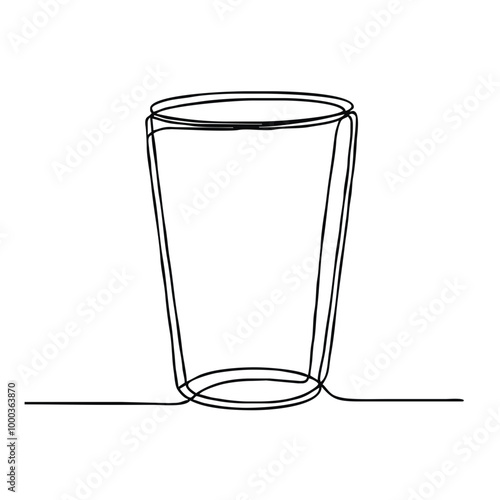 Tumbler. Icon. Vector drawing. One-line drawing. A simple drawing depicting a continuous line of a tableware item for a liquid or drink.