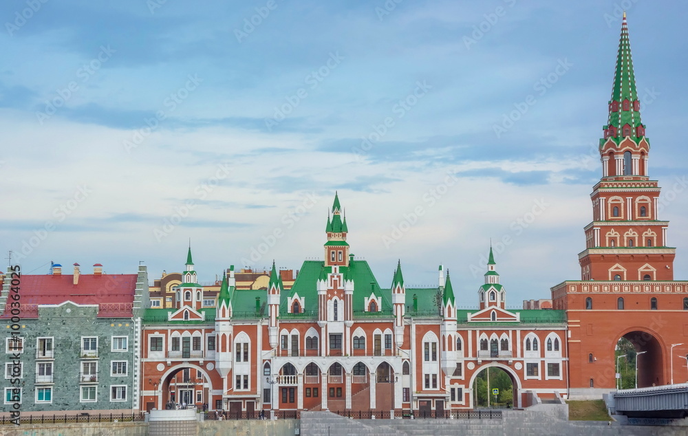 Fototapeta premium Bruges embankment in the capital of the Republic of Mari El in the city of Yoshkar-Ola