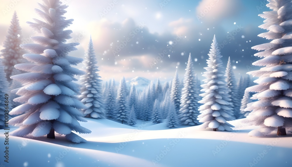 Fototapeta premium serene snowy forest scene with a clear blue winter sky