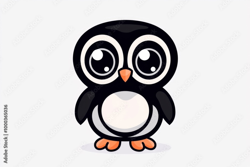 Obraz premium Cute Cartoon Penguin with Big Eyes