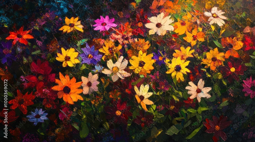 Oil Painting of a Colorful Bouquet of Flowers Oil Painting of a Colorful Bouquet of Flowers