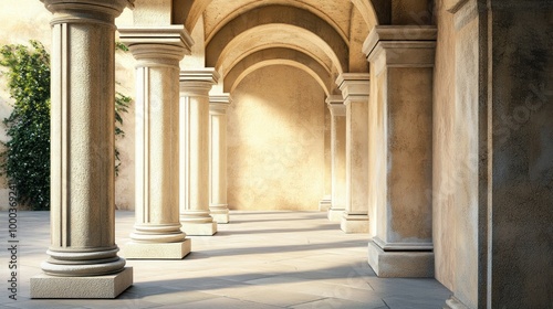 Stone Columns and Arched Passageway Leading to Light