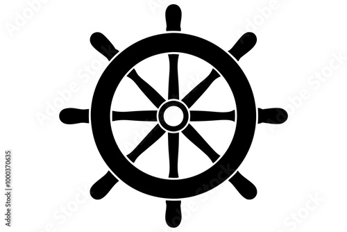 Pirate boat wheel black icon, flat style