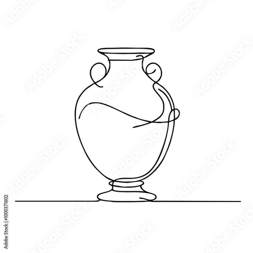 Funeral urn. Icon. Vector drawing. One-line drawing.