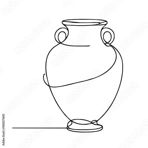 Funeral urn. Icon. Vector drawing. One-line drawing.