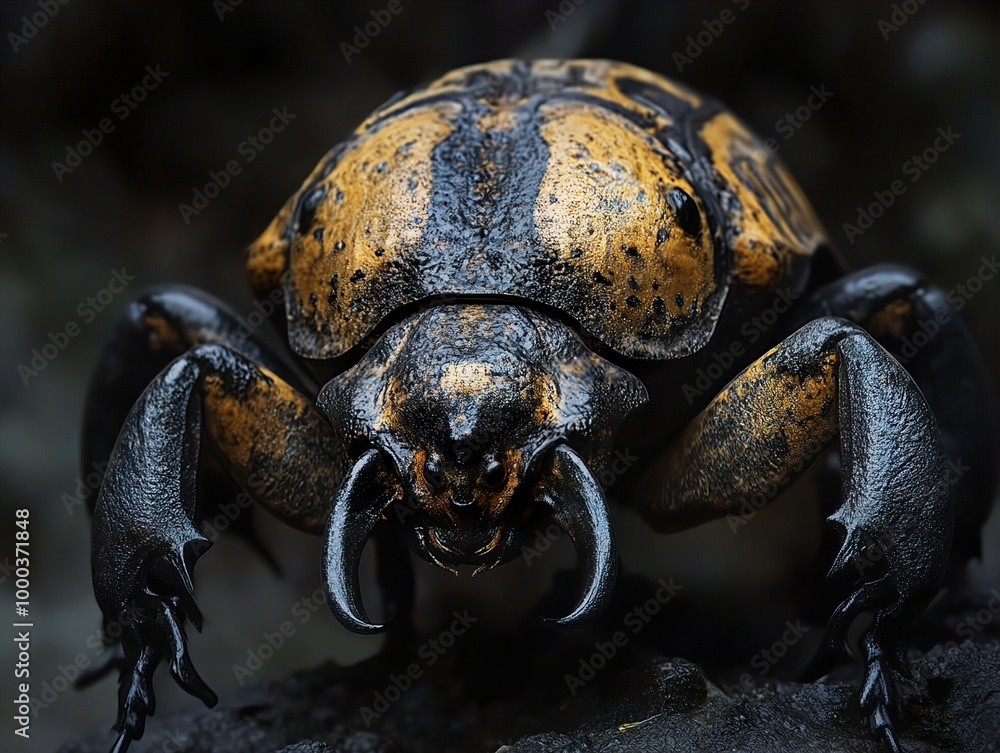 Close-Up of a Black and Gold Beetle in Nature Close-Up of a Black and Gold Beetle in Nature