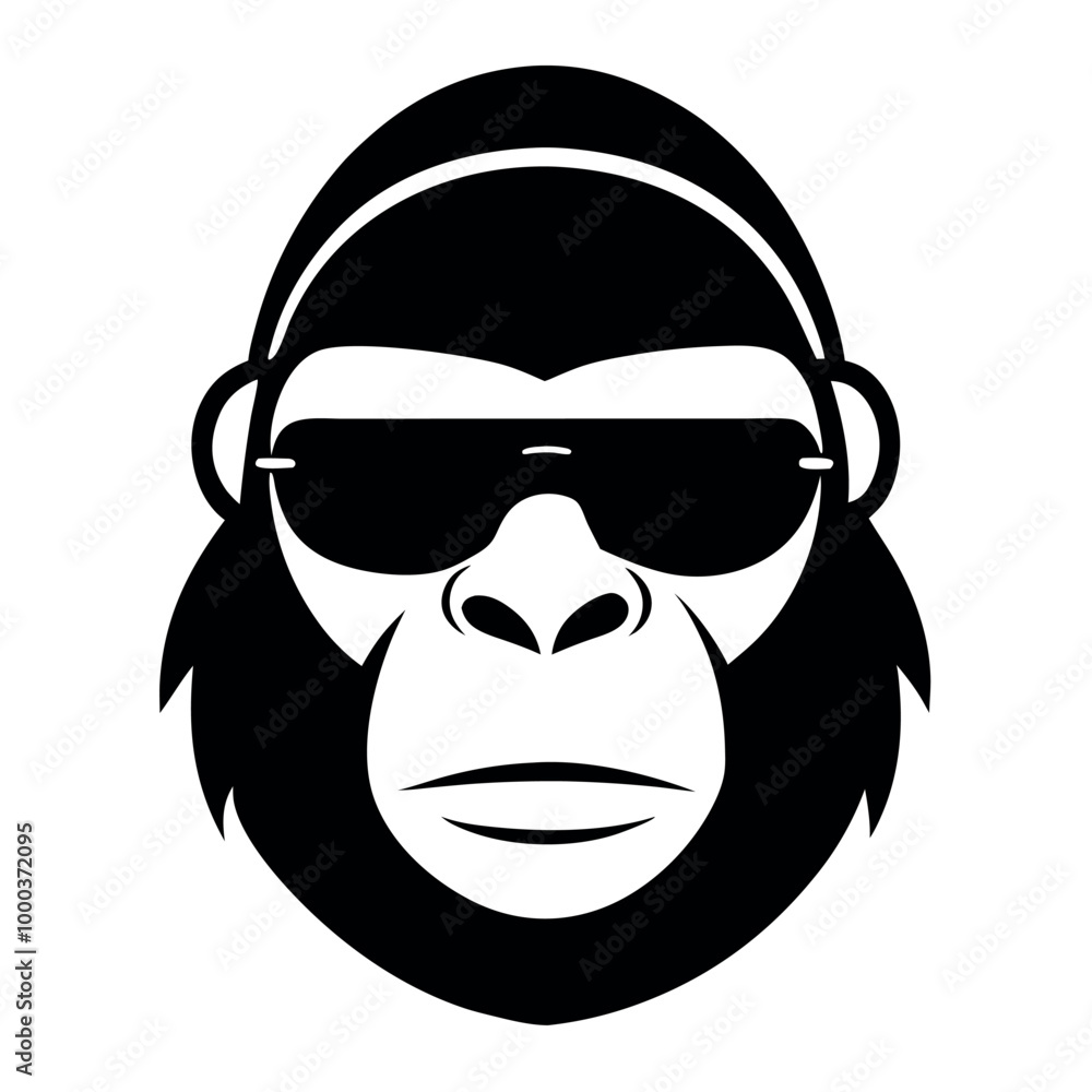 a black and white illustration of a gorilla's face. The gorilla has a serious expression with its eyes closed and its mouth slightly open, as if it is deep in thought a black and white illustration of a gorilla's face. The gorilla has a serious expression with its eyes closed and its mouth slightly open, as if it is deep in thought