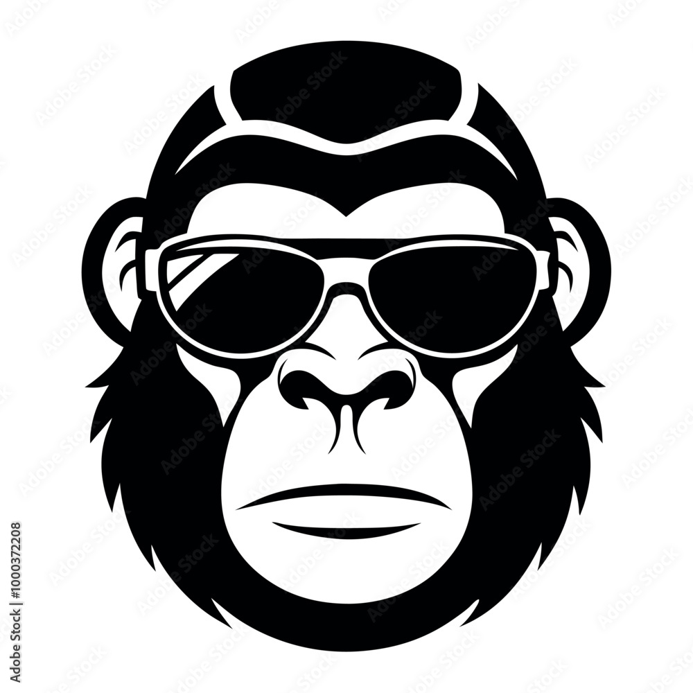 a black and white illustration of a gorilla's face. The gorilla has a serious expression with its eyes closed and its mouth slightly open, as if it is deep in thought a black and white illustration of a gorilla's face. The gorilla has a serious expression with its eyes closed and its mouth slightly open, as if it is deep in thought