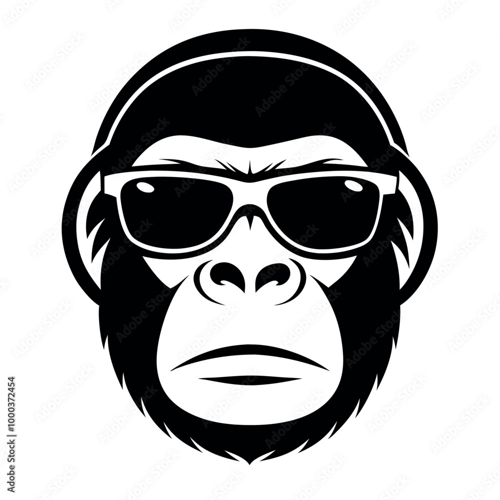 a black and white illustration of a gorilla's face. The gorilla has a serious expression with its eyes closed and its mouth slightly open, as if it is deep in thought a black and white illustration of a gorilla's face. The gorilla has a serious expression with its eyes closed and its mouth slightly open, as if it is deep in thought