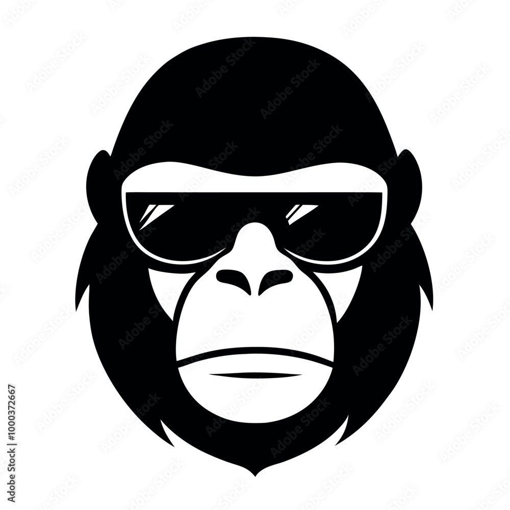 a black and white illustration of a gorilla's face. The gorilla has a serious expression with its eyes closed and its mouth slightly open, as if it is deep in thought a black and white illustration of a gorilla's face. The gorilla has a serious expression with its eyes closed and its mouth slightly open, as if it is deep in thought