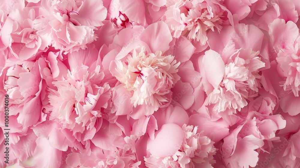 Pink Peony Flowers: Delicate Petals and Floral Background Pink Peony Flowers: Delicate Petals and Floral Background