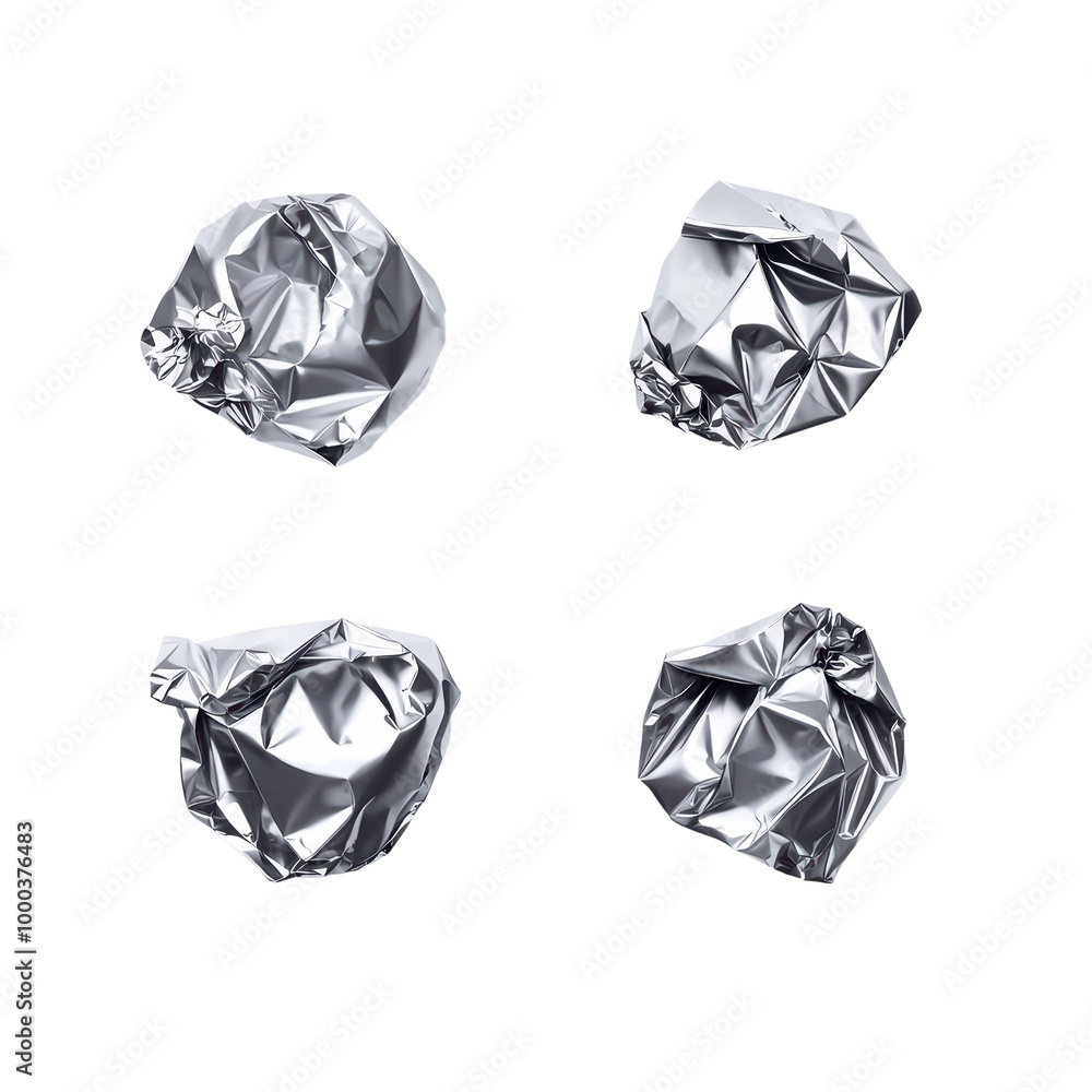 Crumpled aluminum foil pieces isolated on transparent background. Crumpled aluminum foil pieces isolated on transparent background.