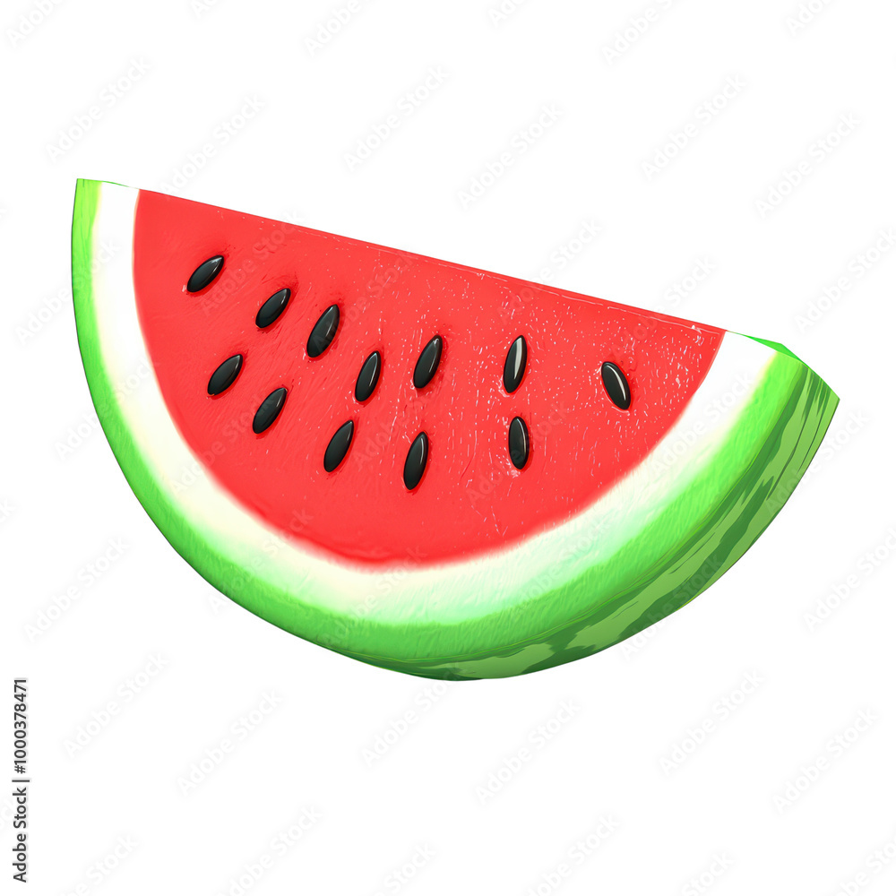 Fresh watermelon slice with vibrant red flesh and green rind isolated on transparent background. Fresh watermelon slice with vibrant red flesh and green rind isolated on transparent background.