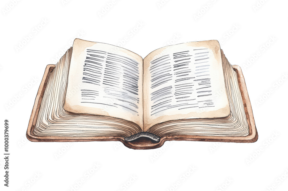 Fototapeta premium Open book with text isolated on transparent background.