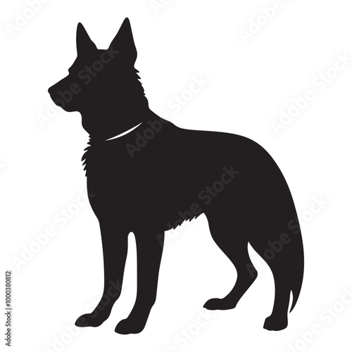 black silhouette of a Fox with thick outline side view isolated