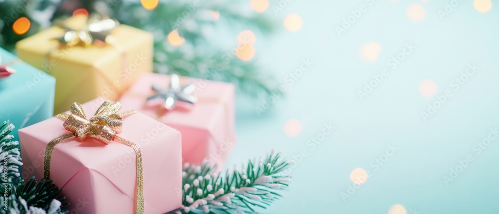 Merry Christmas and Happy New Year colorful soft pastel colors decorations Merry Christmas and Happy New Year colorful soft pastel colors decorations