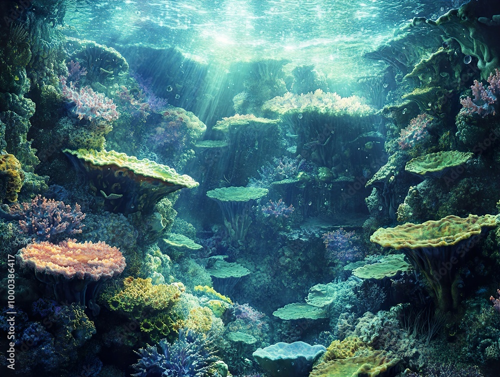 Vibrant Underwater Coral Reef Scene Vibrant Underwater Coral Reef Scene