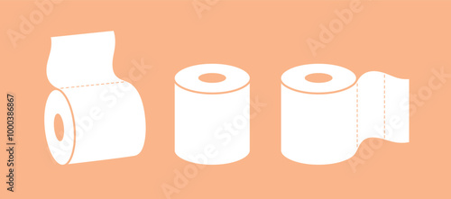 Toilet paper logo. Isolated toilet paper on orange background