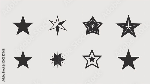 A diverse collection of black star vector icons showcasing various intricate geometric designs and abstract patterns, ideal for creative projects, graphic design, and branding.