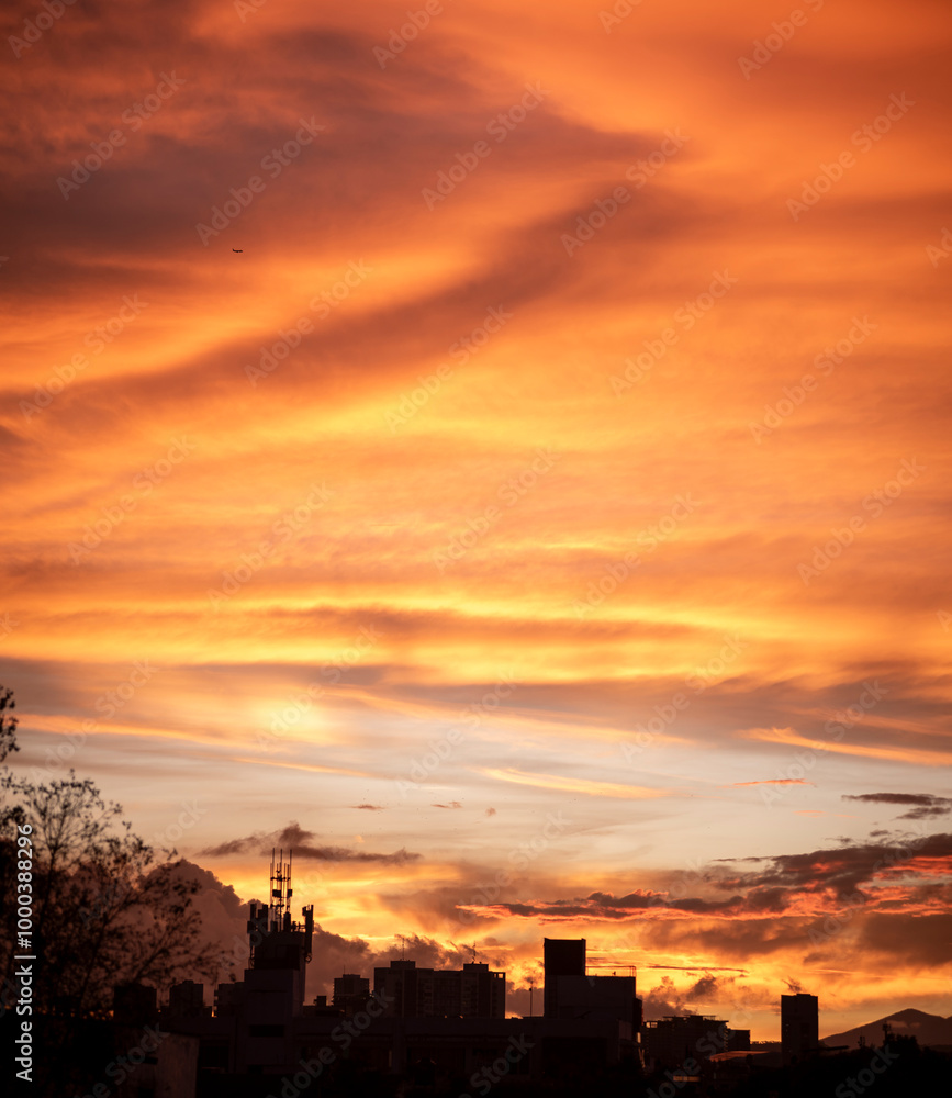atardecer, cielo, ciudad, silueta, sol, nube, amanecer, anochecer, nube, anaranjada atardecer, cielo, ciudad, silueta, sol, nube, amanecer, anochecer, nube, anaranjada