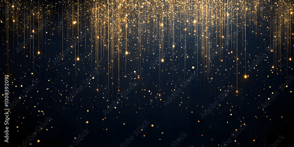 abstract background of falling sparkles on a dark blue background. sparkly glitter for Christmas and other holidays. gold background. various holidays. luxury abstract background of falling sparkles on a dark blue background. sparkly glitter for Christmas and other holidays. gold background. various holidays. luxury