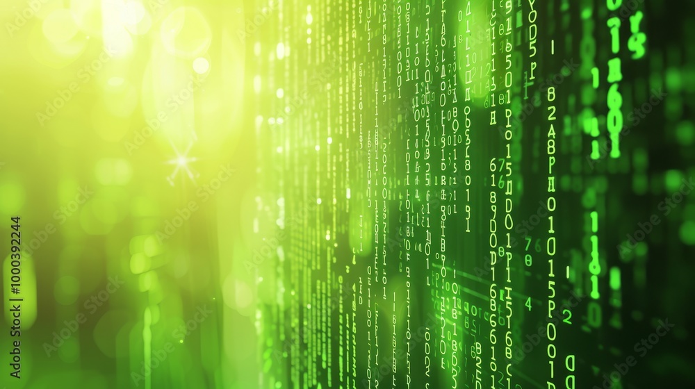 Bright green binary code streams down the screen, resembling the iconic ...