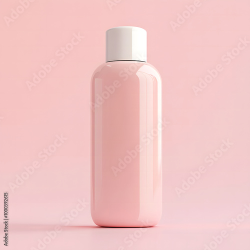 Minimalist Pink Cosmetic Bottle for Skincare or Beauty Products