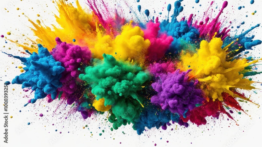 A vibrant explosion of colorful powder creating a dynamic and energetic visual effect. A vibrant explosion of colorful powder creating a dynamic and energetic visual effect.