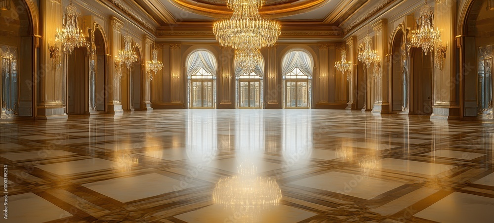 Obraz premium A luxurious, empty ballroom