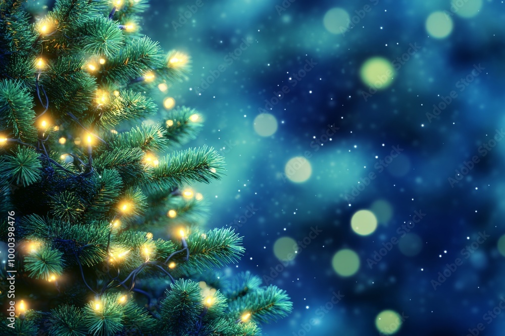 Close up of a Christmas tree decorated with bright fairy lights representing holiday celebrations festive decor and winter cheer Close up of a Christmas tree decorated with bright fairy lights representing holiday celebrations festive decor and winter cheer