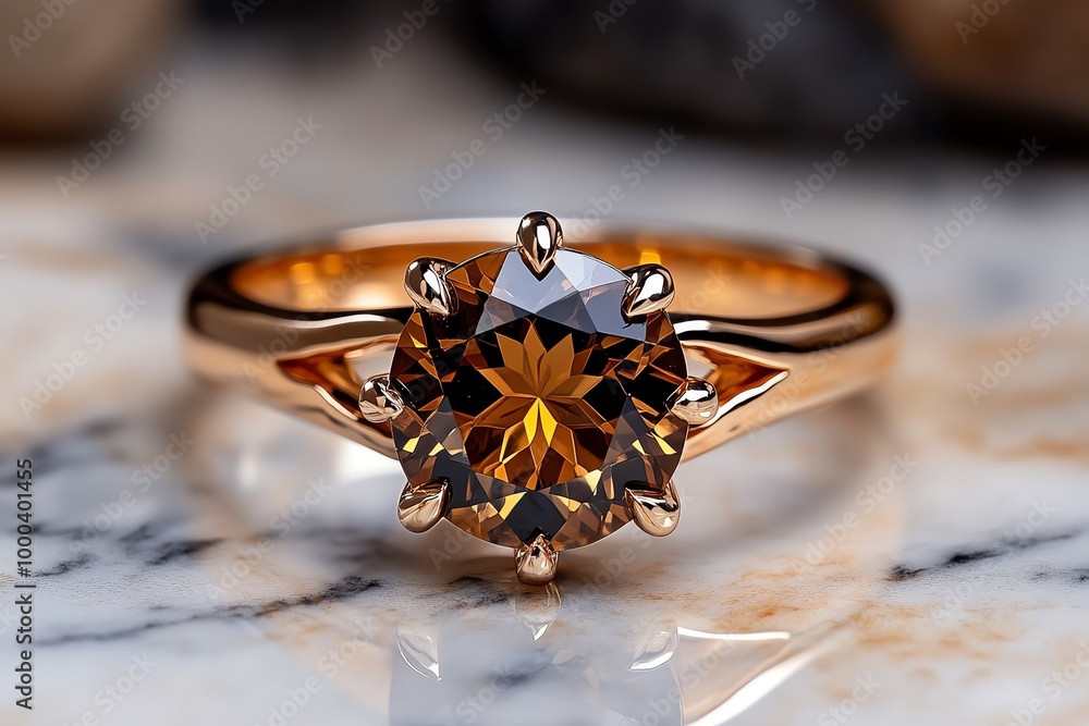 Chunky statement ring with a bold gemstone, displayed on a marble surface, its unique design making a fashion-forward statement Chunky statement ring with a bold gemstone, displayed on a marble surface, its unique design making a fashion-forward statement