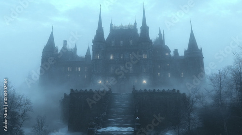 Wallpaper Mural An imposing castle shrouded in fog. Torontodigital.ca