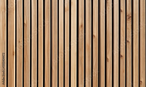  Wall made of wooden panels. Vertical wooden slats for facade cladding. Timber stripes made of beige pine. A modern plank surface for interior and exterior design. 