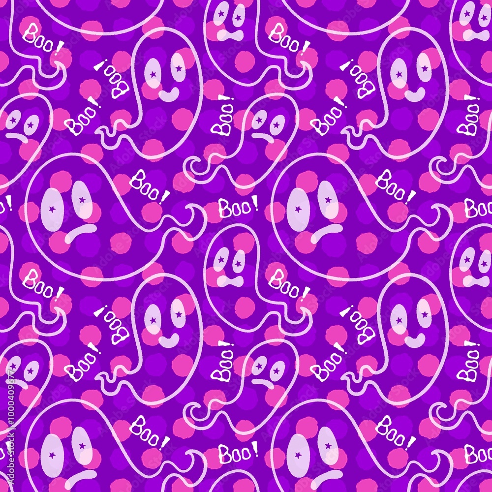 Halloween ghost seamless cartoon pattern for wrapping paper and fabrics Halloween ghost seamless cartoon pattern for wrapping paper and fabrics