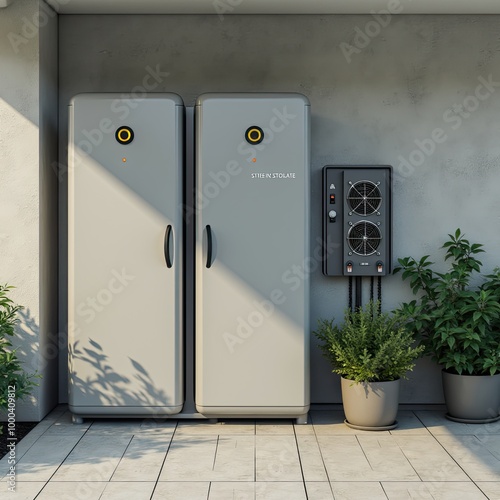 Battery for an alternative energy storage system in a private home.