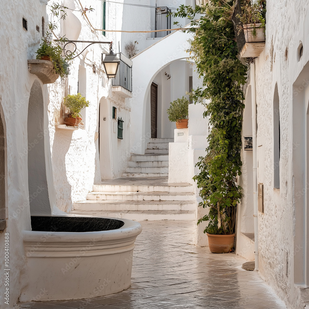 Naklejka premium street with white buildings