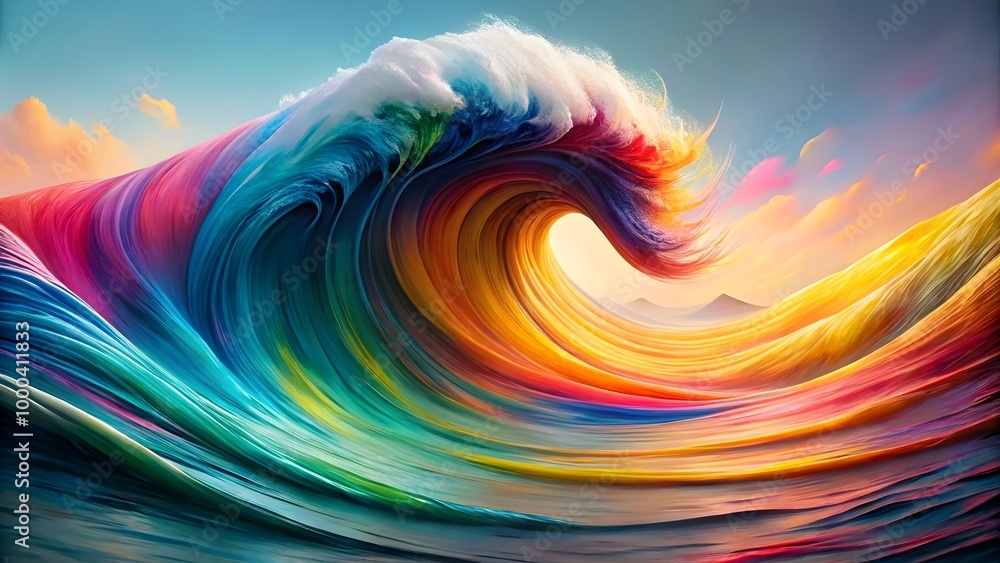 Fototapeta premium radiant wave of colors flowing in a rainbow spectrum