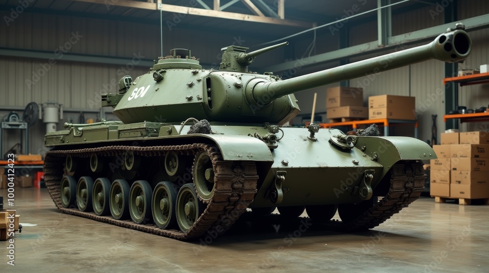 Tank model from World War II displayed in a camouflage design, showcasing its armored vehicle features, heavy cannon, and military power in a battle-ready pose Tank model from World War II displayed in a camouflage design, showcasing its armored vehicle features, heavy cannon, and military power in a battle-ready pose