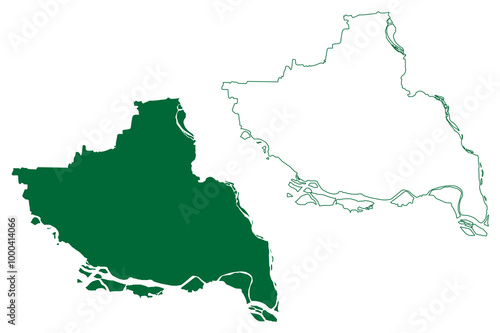 Saran district (Bihar State, division, Republic of India) map vector illustration, scribble sketch Saran map