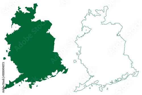 Satna district (Madhya Pradesh State, Rewa division, Republic of India) map vector illustration, scribble sketch Satna map