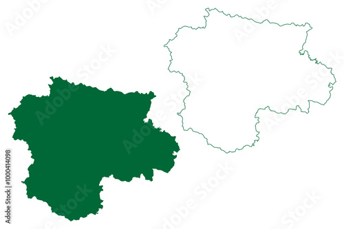 Satara district (Maharashtra State, Pune Division, Republic of India) map vector illustration, scribble sketch Satara map