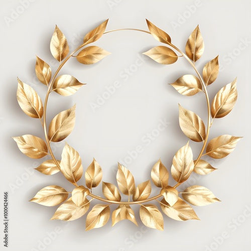 A circular arrangement of golden leaves intricately crafted into a wreath, set against a deep black background, symbolizing luxury, elegance, and timeless beauty in decor.