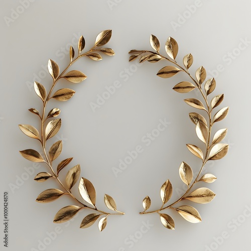 A circular arrangement of golden leaves intricately crafted into a wreath, set against a deep black background, symbolizing luxury, elegance, and timeless beauty in decor.